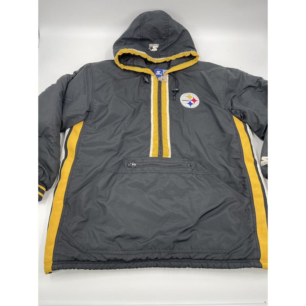 Vintage 90s Starter NFL Pittsburgh Steelers Pullover‎ Hooded Large See Desc
